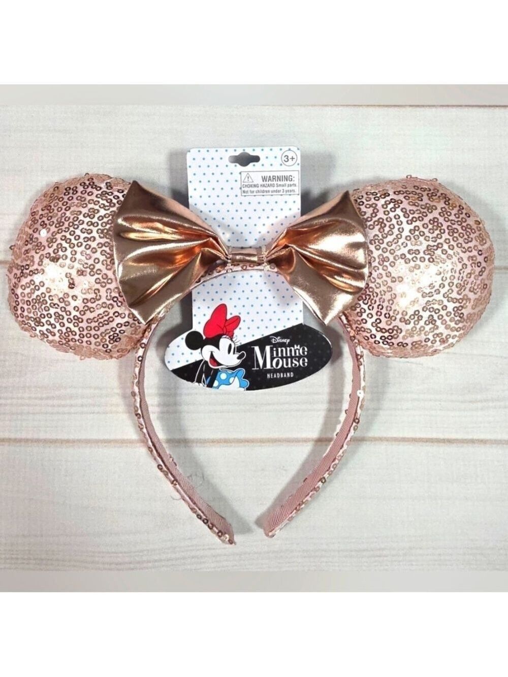 Disney Parks Minnie Mouse Rose Gold Sequin Ear Headband - NWT